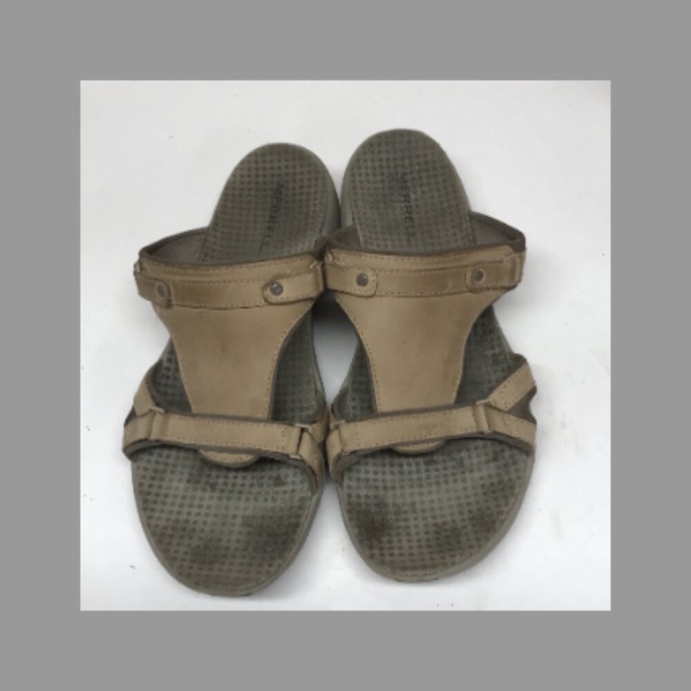 Merrell Tan Leather Slide Performance Sandals Women’s Size 9